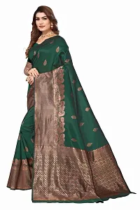 Stylish Women Cotton Silk Green Jacquard Saree with Blouse piece-thumb3