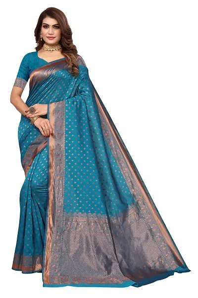 Attractive Cotton Silk Saree with Blouse piece 