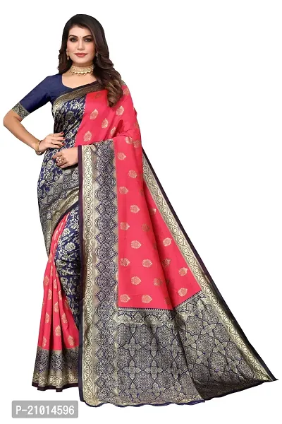 Beautiful Banarasi Silk Woven Design Saree with Blouse Piece For Women