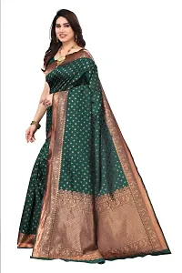 Trendy Banarasi Silk Green Woven Design Saree With Blouse Piece For Women-thumb2