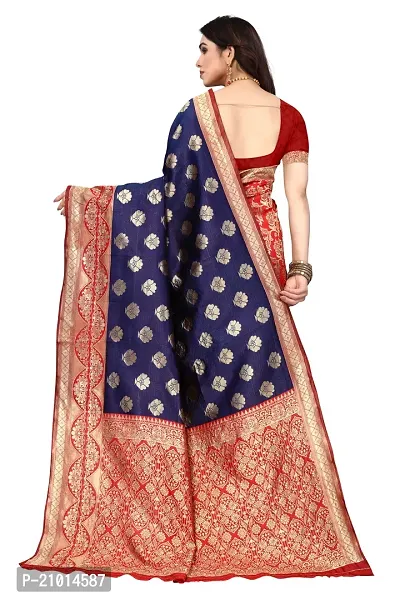 Beautiful Banarasi Silk Woven Design Saree with Blouse Piece For Women-thumb2