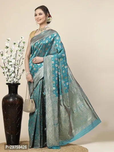 Stylish Art Silk Jacquard Saree with Blouse piece For Women-thumb2