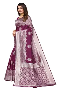 Trendy Banarasi Silk Purple Woven Design Saree With Blouse Piece For Women-thumb3