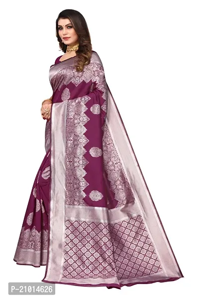 Trendy Banarasi Silk Purple Woven Design Saree With Blouse Piece For Women-thumb4