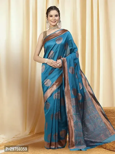 Stylish Art Silk Jacquard Saree with Blouse piece For Women-thumb0