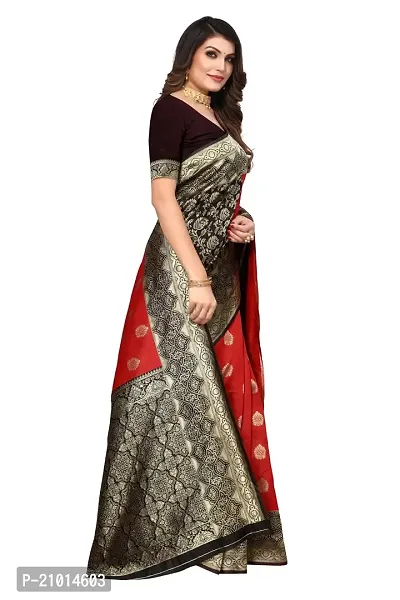 Beautiful Banarasi Silk Woven Design Saree with Blouse Piece For Women-thumb3