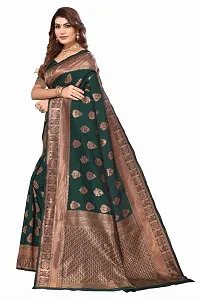 Stylish Women Cotton Silk Green Jacquard Saree with Blouse piece-thumb3