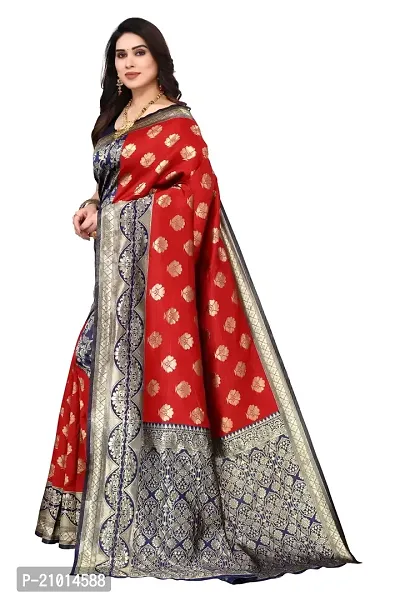 Beautiful Banarasi Silk Woven Design Saree with Blouse Piece For Women-thumb3