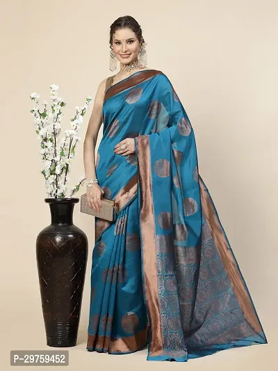 Stylish Art Silk Jacquard Saree with Blouse piece For Women-thumb2