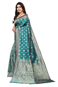 Trendy Banarasi Silk Aqua Blue Woven Design Saree With Blouse Piece For Women-thumb2