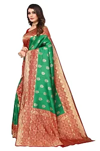 Beautiful Banarasi Silk Woven Design Saree with Blouse Piece For Women-thumb1