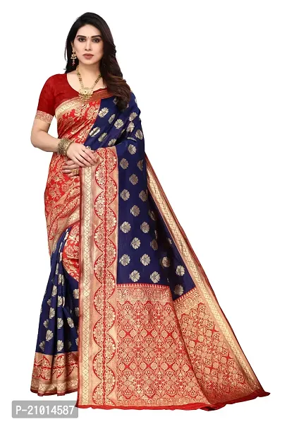 Beautiful Banarasi Silk Woven Design Saree with Blouse Piece For Women