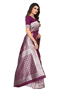 Trendy Banarasi Silk Purple Woven Design Saree With Blouse Piece For Women-thumb2