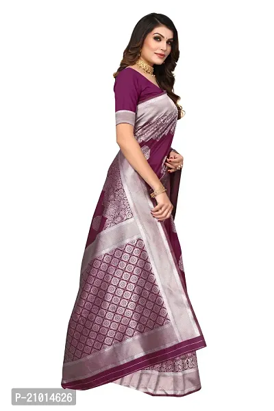 Trendy Banarasi Silk Purple Woven Design Saree With Blouse Piece For Women-thumb3