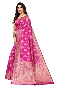 Stylish Women Cotton Silk Pink Jacquard Saree with Blouse piece-thumb2