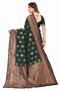 Stylish Women Cotton Silk Green Jacquard Saree with Blouse piece-thumb1