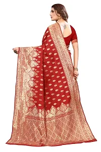 Stylish Women Cotton Silk Maroon Jacquard Saree with Blouse piece-thumb1