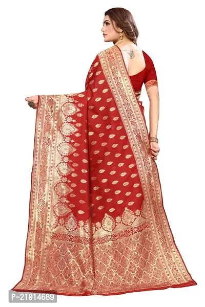 Stylish Women Cotton Silk Maroon Jacquard Saree with Blouse piece-thumb2