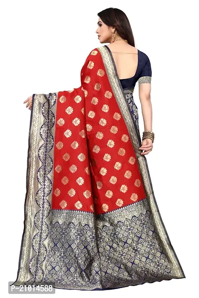 Beautiful Banarasi Silk Woven Design Saree with Blouse Piece For Women-thumb2