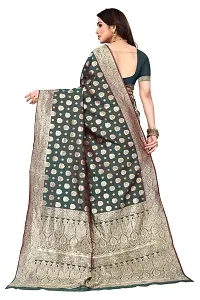 Trendy Banarasi Silk Olive Woven Design Saree With Blouse Piece For Women-thumb1