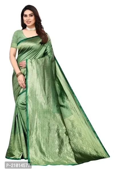 Beautiful Banarasi Silk Woven Design Saree with Blouse Piece For Women-thumb0