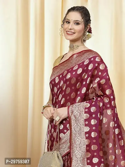 Stylish Art Silk Jacquard Saree with Blouse piece For Women-thumb3