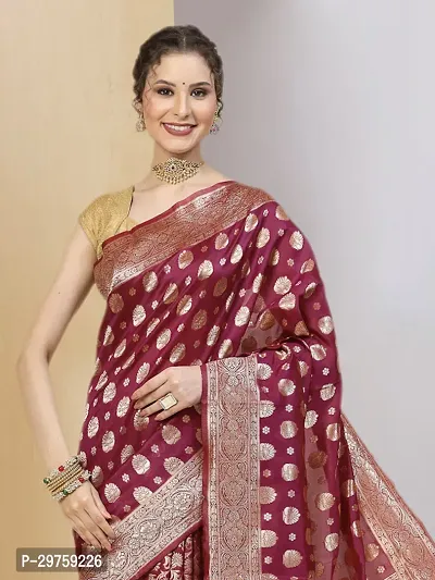 Stylish Art Silk Jacquard Saree with Blouse piece For Women-thumb3