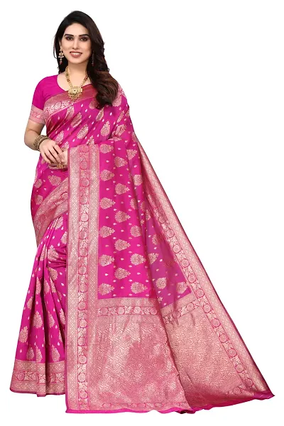 Beautiful Silk Blend Woven Design Saree with Blouse piece