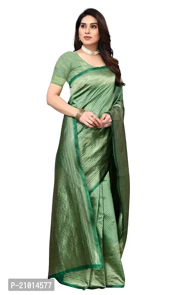 Beautiful Banarasi Silk Woven Design Saree with Blouse Piece For Women-thumb4