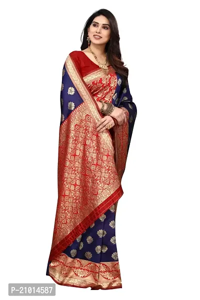 Beautiful Banarasi Silk Woven Design Saree with Blouse Piece For Women-thumb3