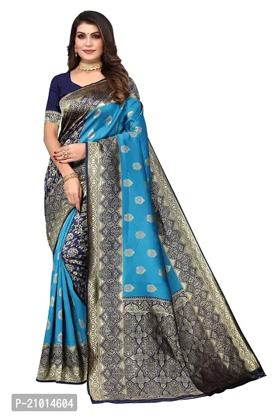 Beautiful Banarasi Silk Woven Design Saree with Blouse Piece For Women-thumb0