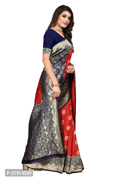 Beautiful Banarasi Silk Woven Design Saree with Blouse Piece For Women-thumb4