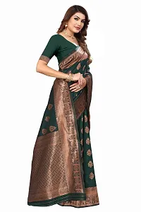 Stylish Women Cotton Silk Green Jacquard Saree with Blouse piece-thumb2