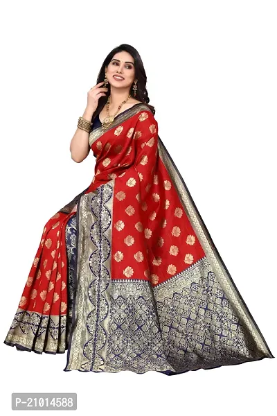 Beautiful Banarasi Silk Woven Design Saree with Blouse Piece For Women-thumb4