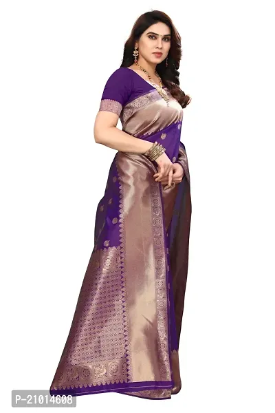 Beautiful Banarasi Silk Woven Design Saree with Blouse Piece For Women-thumb3