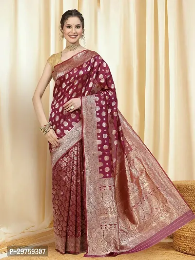 Stylish Art Silk Jacquard Saree with Blouse piece For Women-thumb0