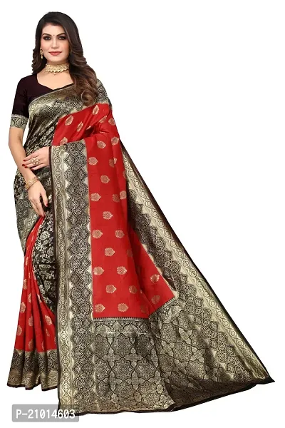 Beautiful Banarasi Silk Woven Design Saree with Blouse Piece For Women-thumb0