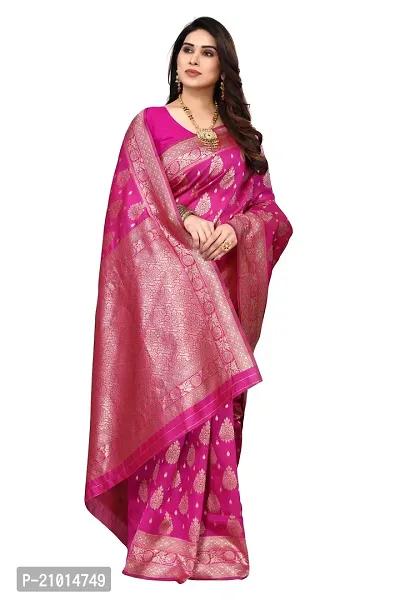 Stylish Women Cotton Silk Pink Jacquard Saree with Blouse piece-thumb4