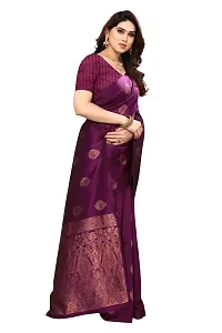 Stylish Women Cotton Silk Purple Jacquard Saree with Blouse piece-thumb2