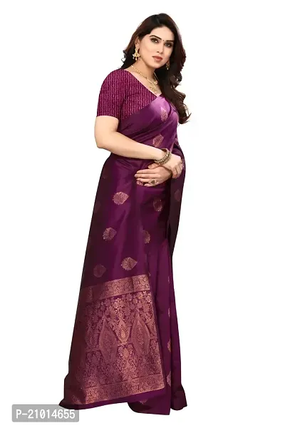 Stylish Women Cotton Silk Purple Jacquard Saree with Blouse piece-thumb3