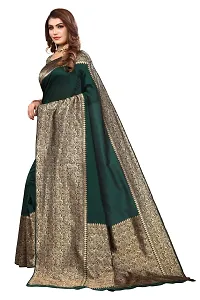 Stylish Women Cotton Silk Green Jacquard Saree with Blouse piece-thumb2