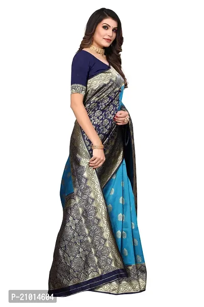 Beautiful Banarasi Silk Woven Design Saree with Blouse Piece For Women-thumb3