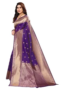 Beautiful Banarasi Silk Woven Design Saree with Blouse Piece For Women-thumb1