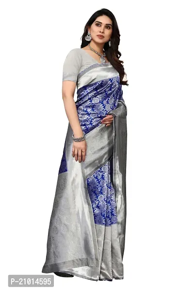 Beautiful Banarasi Silk Woven Design Saree with Blouse Piece For Women-thumb4