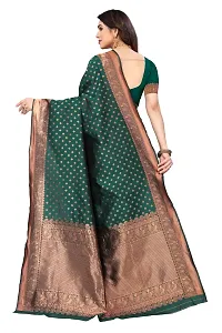 Trendy Banarasi Silk Green Woven Design Saree With Blouse Piece For Women-thumb1