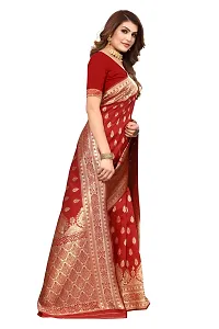 Stylish Women Cotton Silk Maroon Jacquard Saree with Blouse piece-thumb3