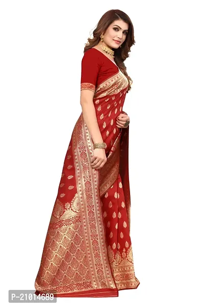 Stylish Women Cotton Silk Maroon Jacquard Saree with Blouse piece-thumb4