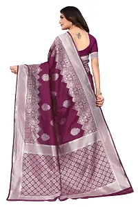 Trendy Banarasi Silk Purple Woven Design Saree With Blouse Piece For Women-thumb1