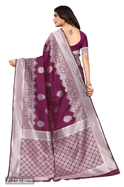 Trendy Banarasi Silk Purple Woven Design Saree With Blouse Piece For Women-thumb2