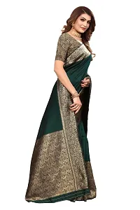 Stylish Women Cotton Silk Green Jacquard Saree with Blouse piece-thumb3